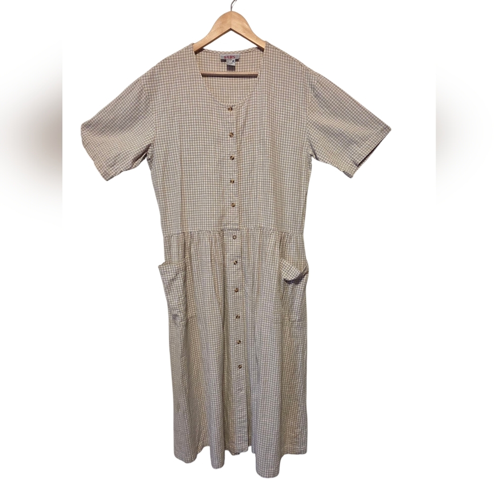 Classic Beige Checkered Dress